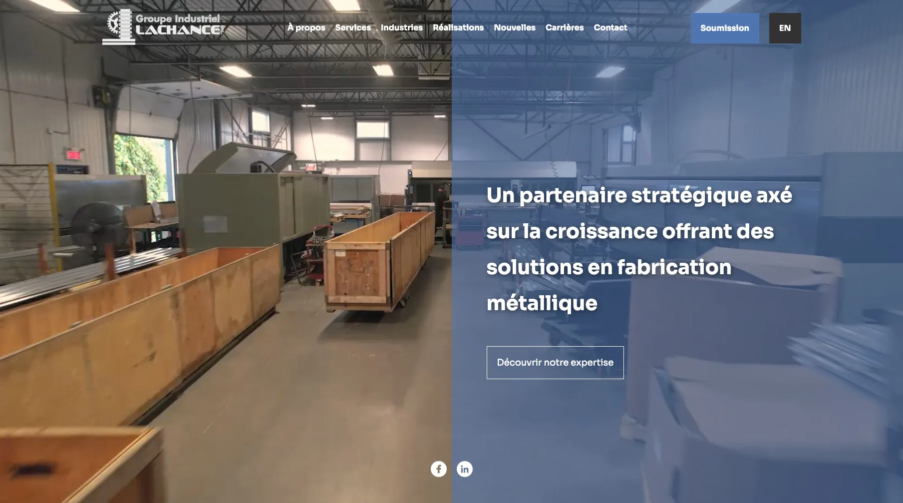 Photo du site web du Groupe Industriel Lachance